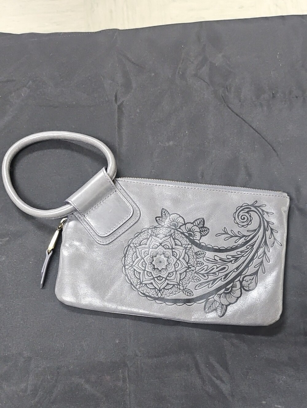 HOBO Inked Hyde 2018 Collectors Edition Gray Embossed Floral Wristlet